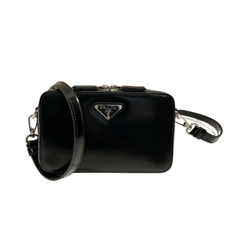 ＰＲＤＡ BANDOLIERA PATENT LEATHER BAG BLACK
