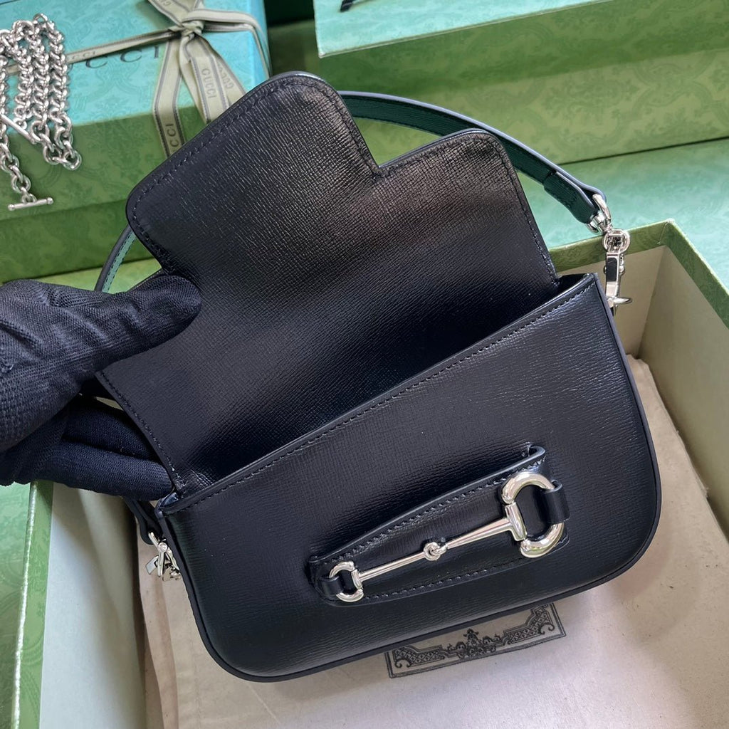 ＧＣＣＩHORSEBIT 1955 MINI LEATHER SHOULDER BAG BLACK