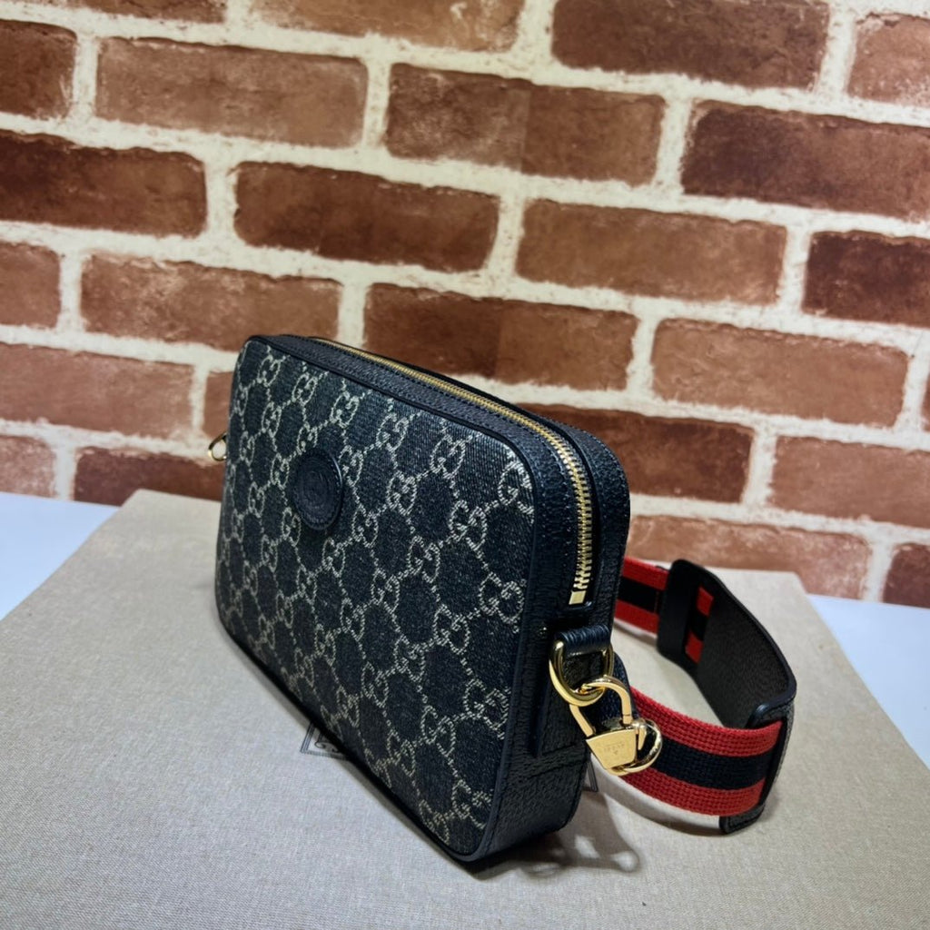 ＧＣＣＩDENIM INTERLOCKING G CROSSBODY BAG BLACK