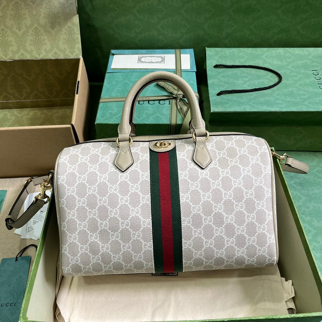 ＧＣＣＩOPHIDIA MEDIUM BOSTON BAG BEGIE-WHITE