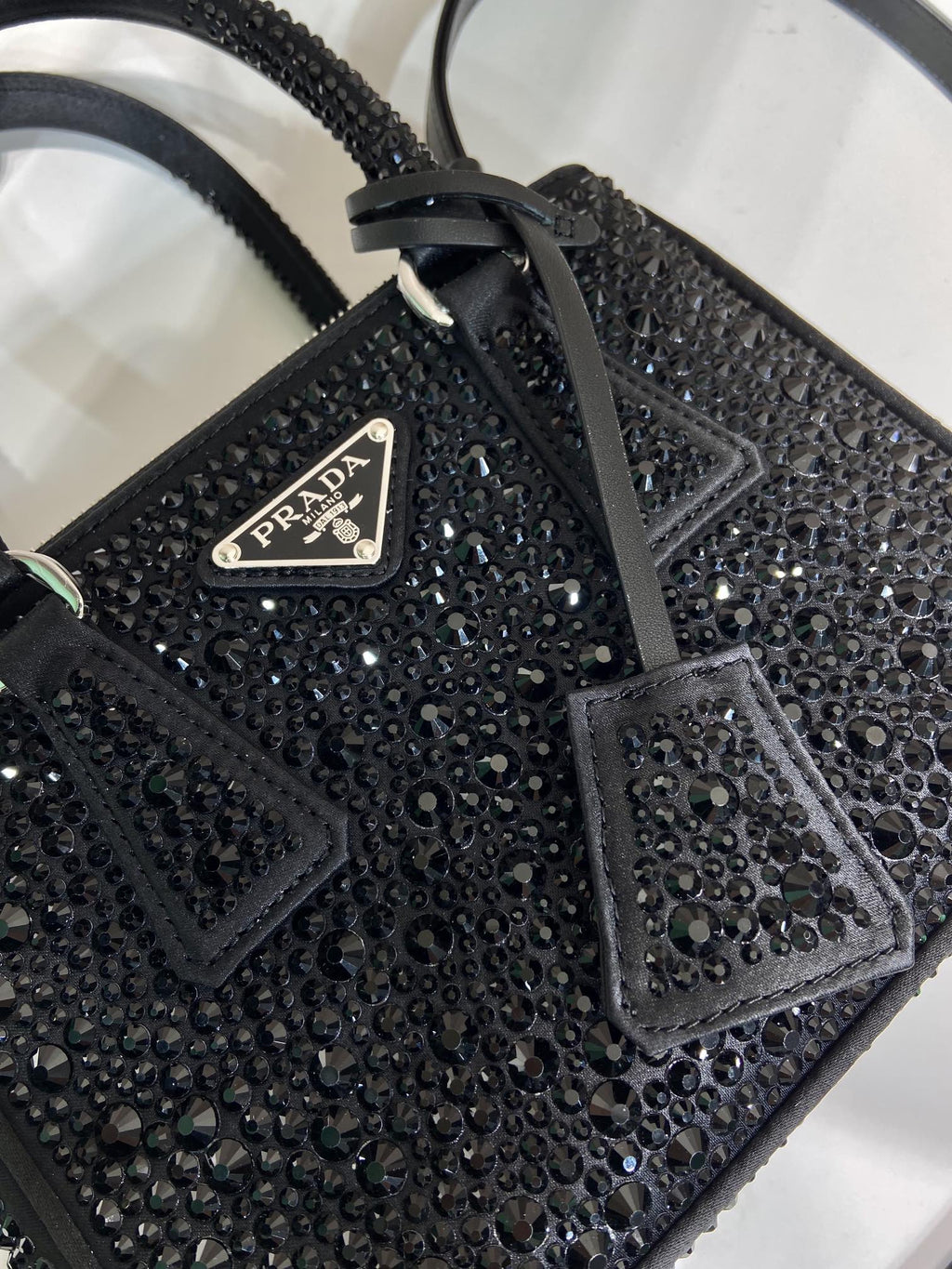 ＰＲＤＡ GALLERIA SATIN MINI-BAG WITH CRYSTALS
