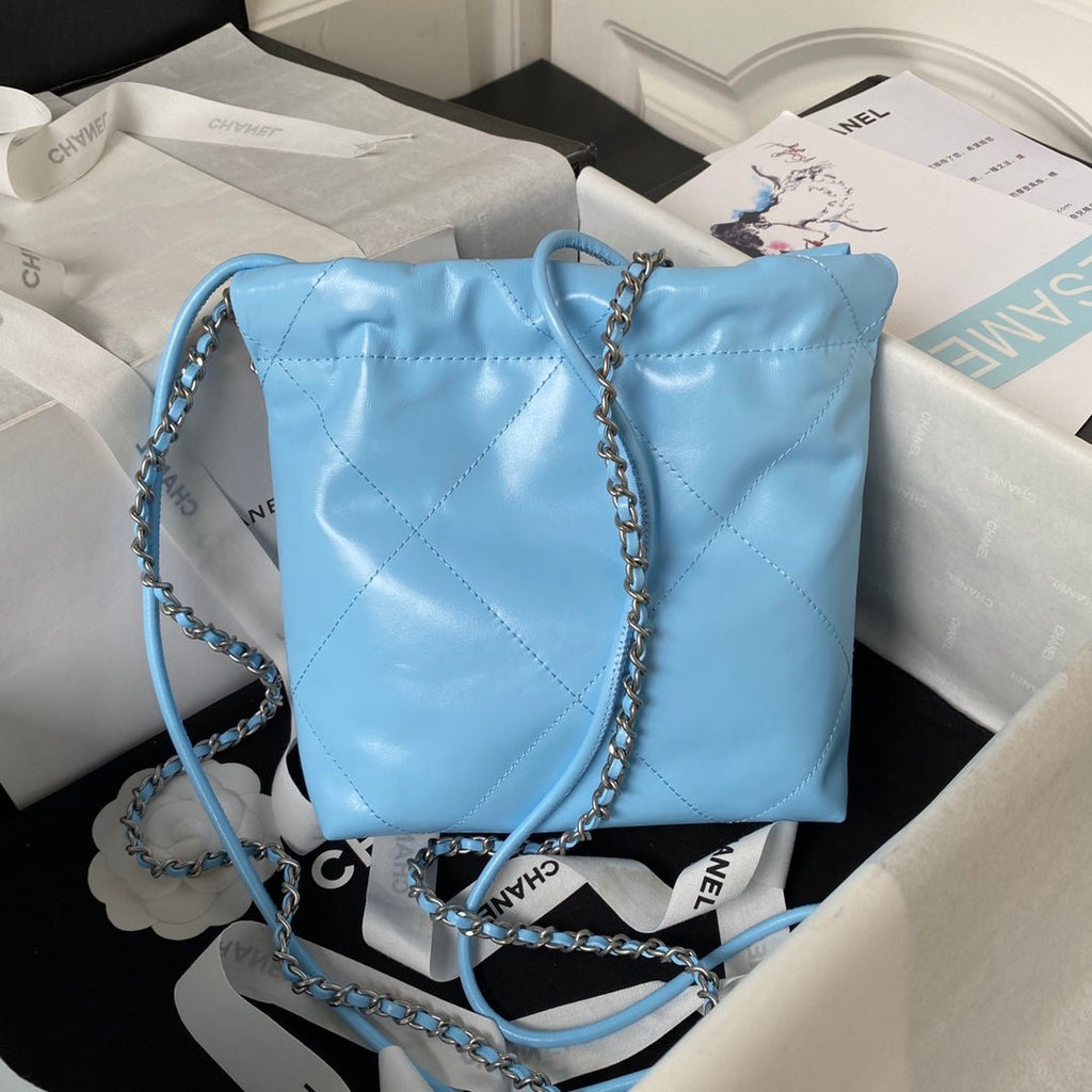 ＣＨＮＥＬ22 MINI HANDBAG BLUE GOLD METAL