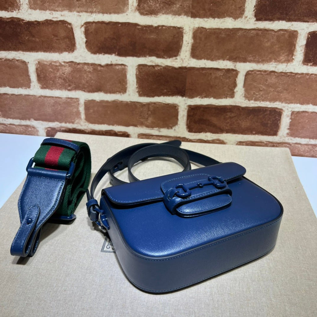 ＧＣＣＩHORSEBIT 1955 SHOULDER SMALL BAG NAVY BLUE