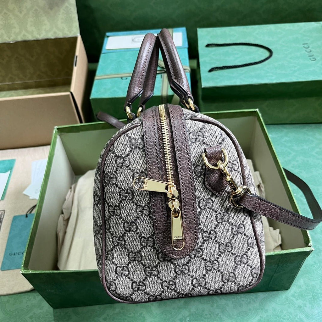 ＧＣＣＩOPHIDIA MEDIUM BOSTON BAG BEGIE-DARK BROWN