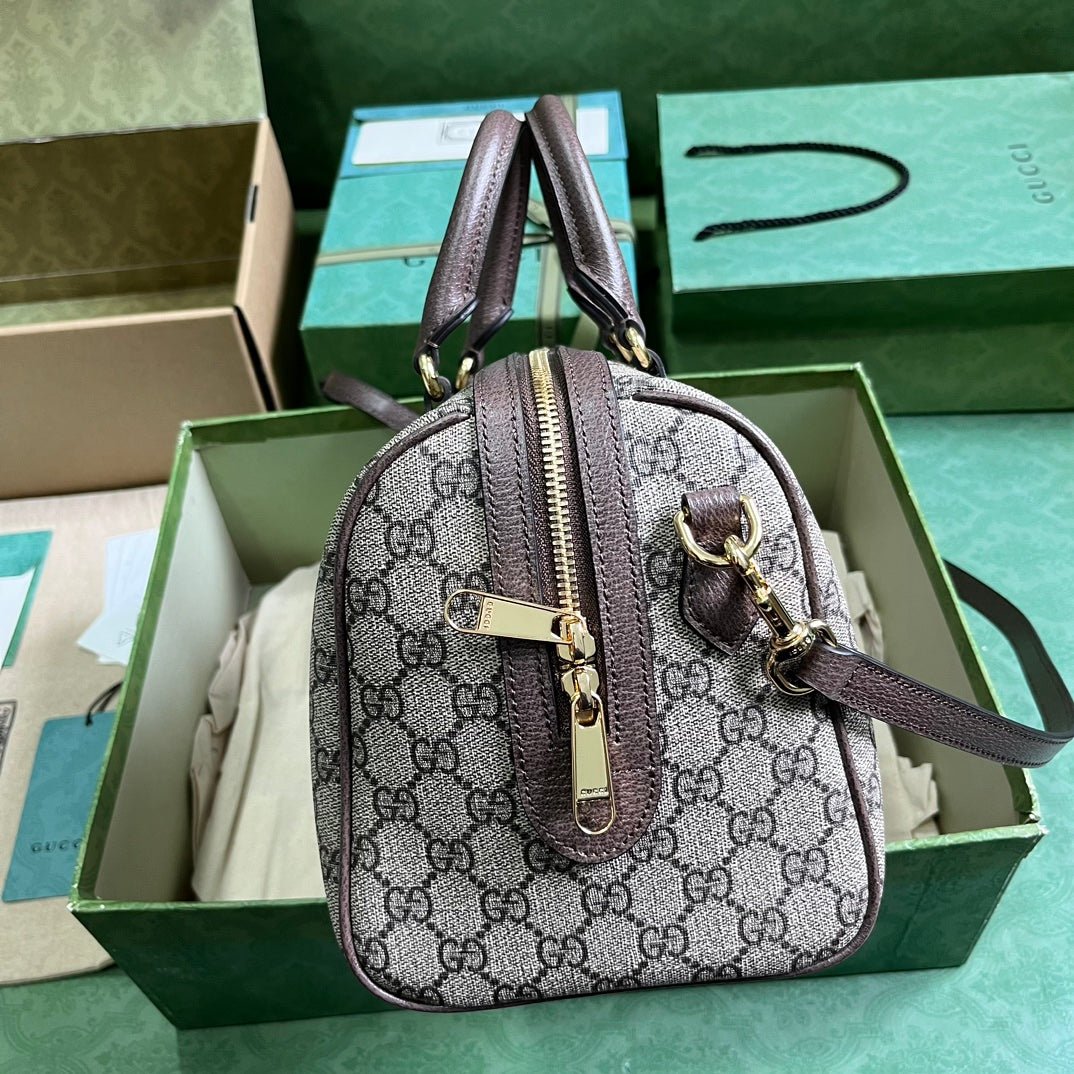 ＧＣＣＩOPHIDIA MEDIUM BOSTON BAG BEGIE-DARK BROWN