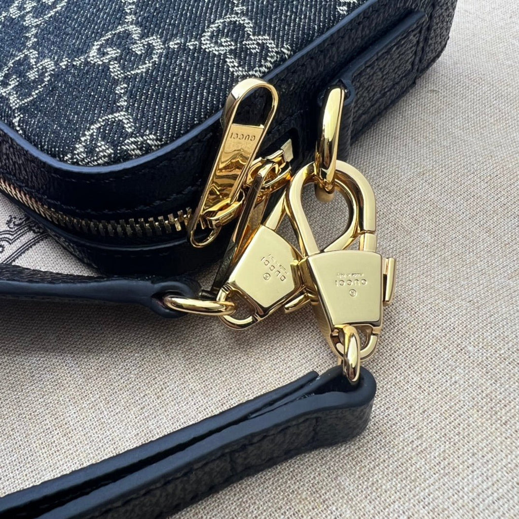 ＧＣＣＩDENIM INTERLOCKING G CROSSBODY BAG BLACK