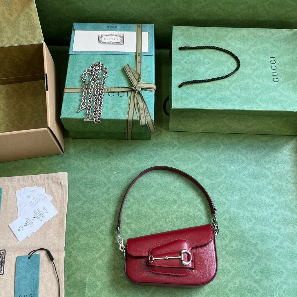 ＧＣＣＩHORSEBIT 1955 MINI LEATHER SHOULDER BAG BOLD RED