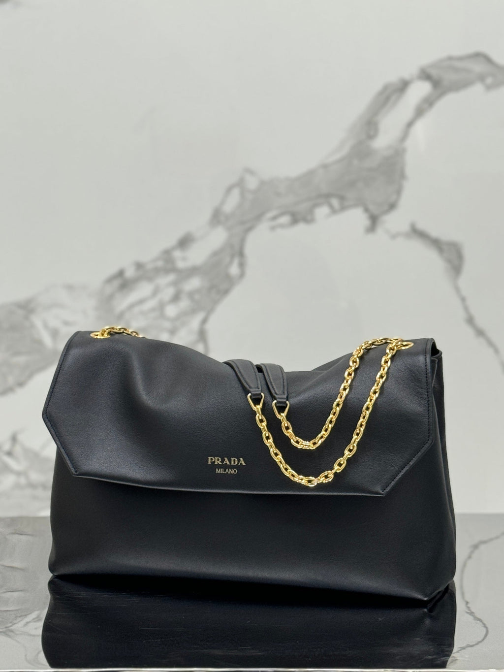 ＰＲＤＡ DOUX LARGE LEATHER SHOULDER BAG BLACK