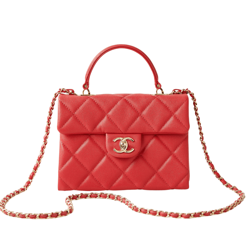 ＣＨＮＥＬFLAP BAG WITH A TOP HANDLE RED
