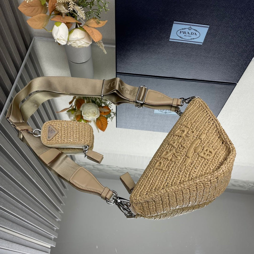 ＰＲＤＡ RAFFIA TRIANGLE CROSSBODY BAG
