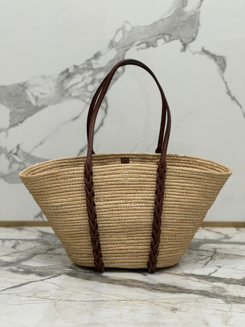 ＰＲＤＡ RAFFIA AND LEATHER TOTE BAG