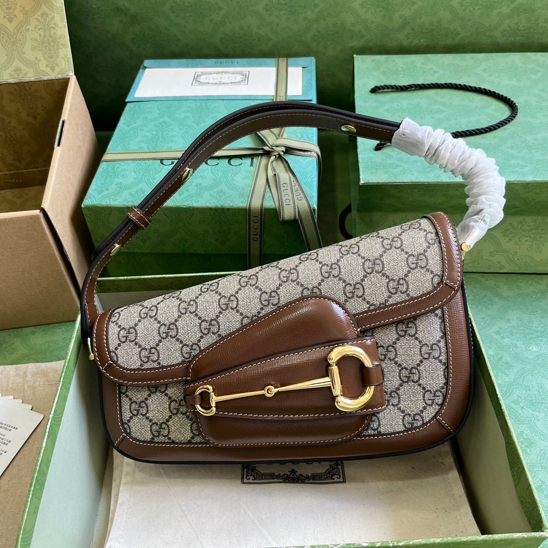 ＧＣＣＩHORSEBIT 1955 SMALL SHOULDER BAG BEGIE-BROWN