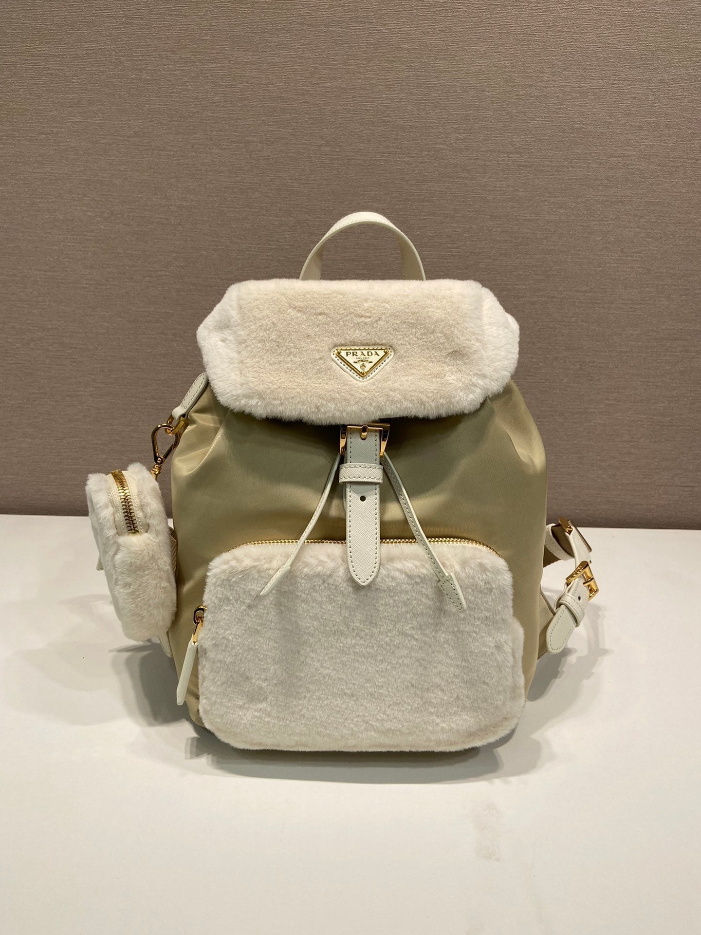 ＰＲＤＡ RE-NYLON AND SHEARLING BACKPACK