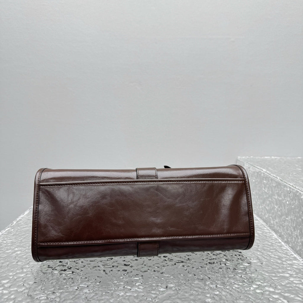 ＰＲＤＡ MEDIUM LEATHER TOTE BAG DARK BROWN