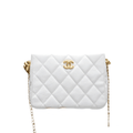 ＣＨＮＥＬGOLD HEART BALL CHAIN SMALL HOBO BAG WHITE