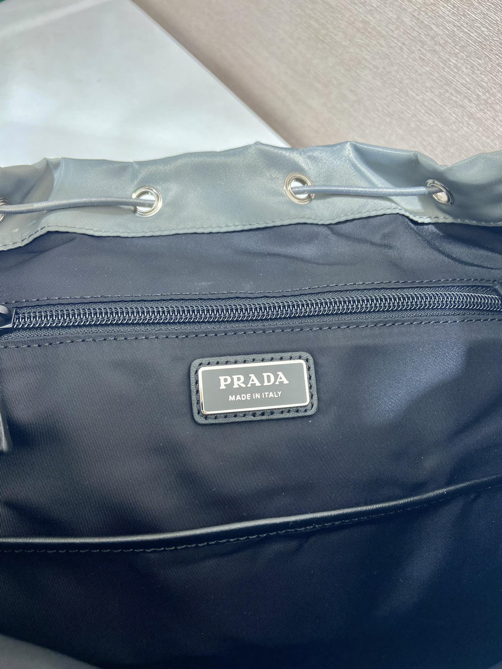 ＰＲＤＡ RE-NYLON AND LEATHER BACKPACK ASH GRAY