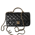 ＣＨＮＥＬFLAP BAG WITH TOP HANDLE BLACK