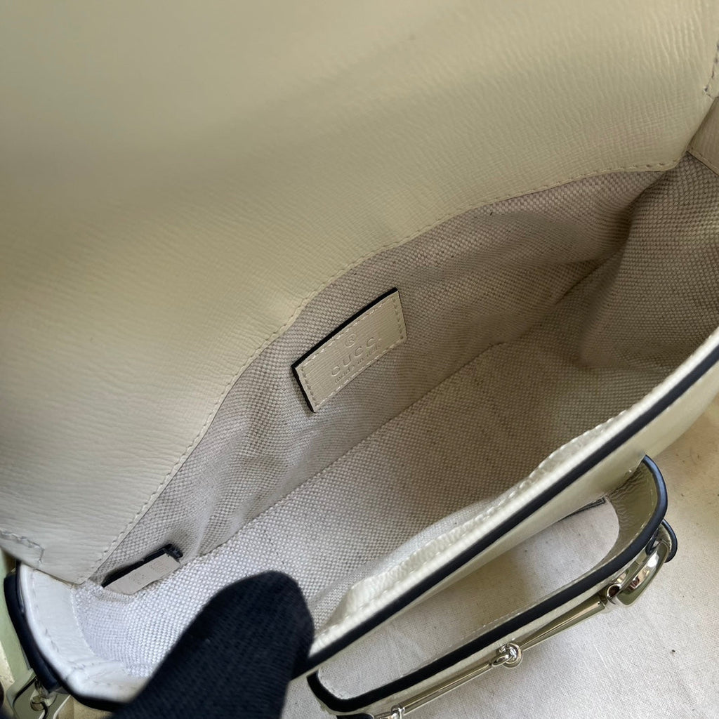 ＧＣＣＩHORSEBIT 1955 MINI LEATHER SHOULDER BAG WHITE