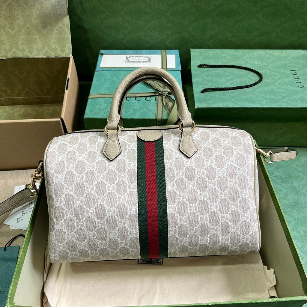 ＧＣＣＩOPHIDIA MEDIUM BOSTON BAG BEGIE-WHITE