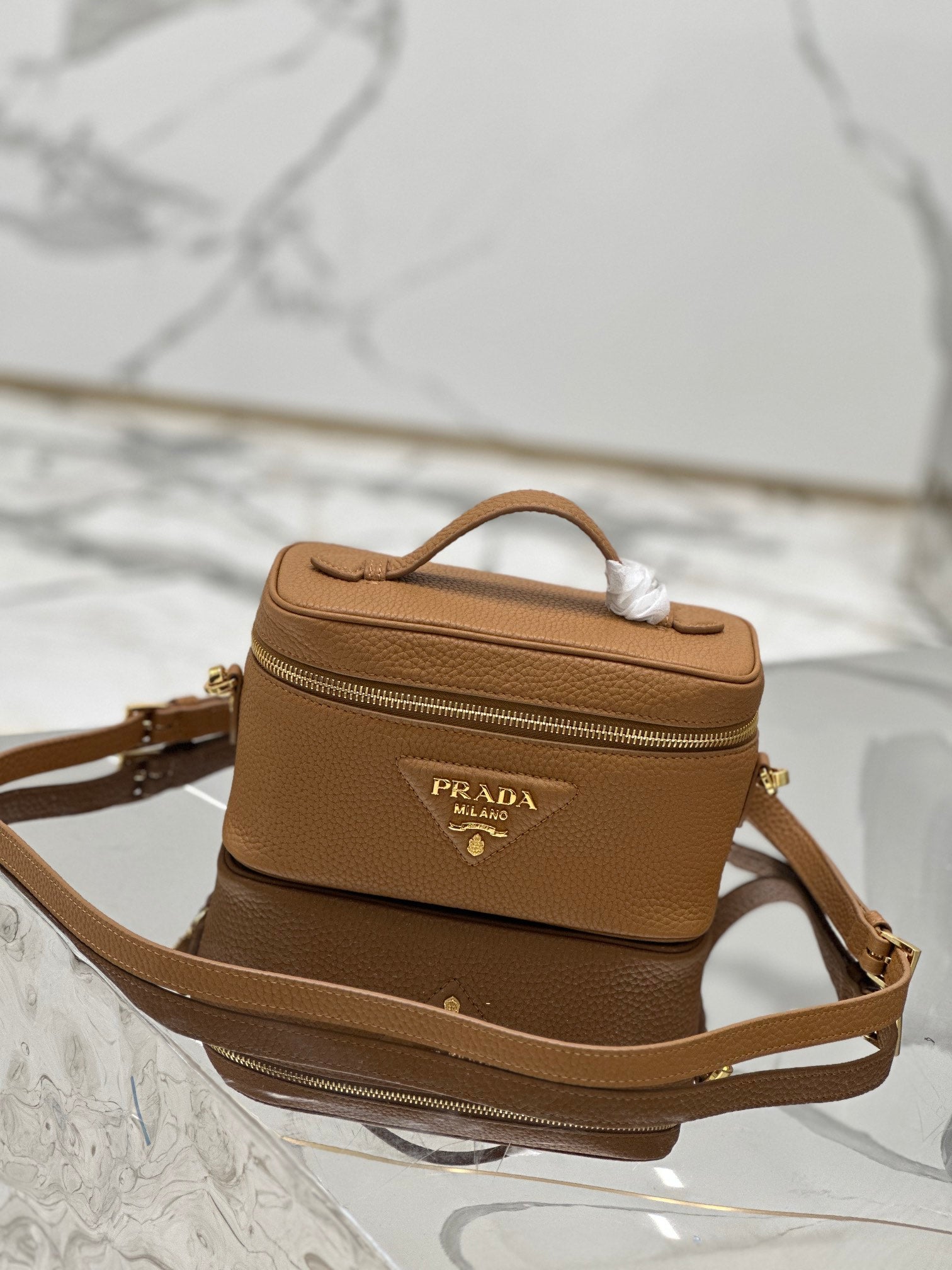 ＰＲＤＡ LEATHER MINI BAG COGNAC