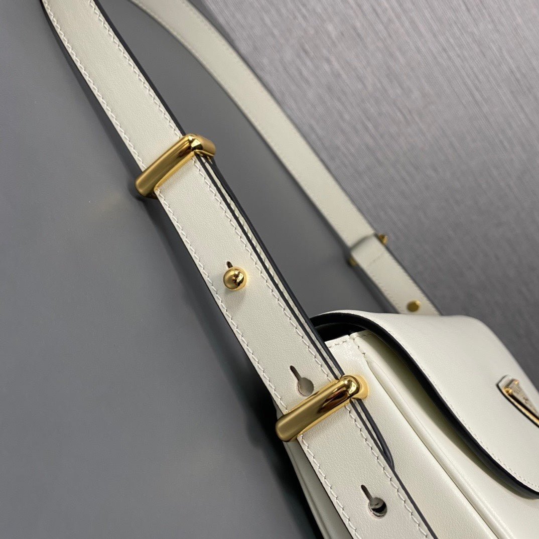 ＰＲＤＡ ARQUÉ LEATHER SHOULDER BAG WITH FLAP WHITE
