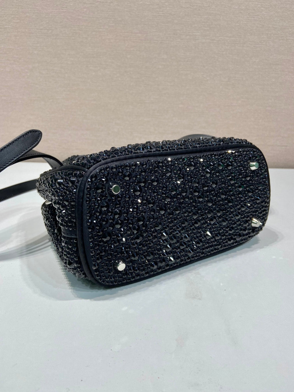 ＰＲＤＡ GALLERIA SATIN MINI-BAG WITH CRYSTALS