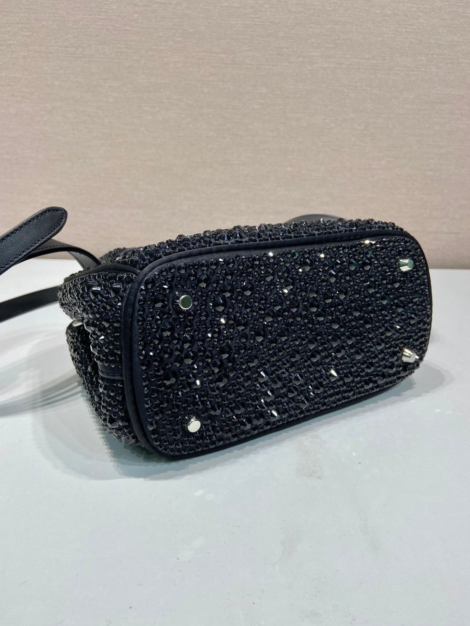 ＰＲＤＡ GALLERIA SATIN MINI-BAG WITH CRYSTALS