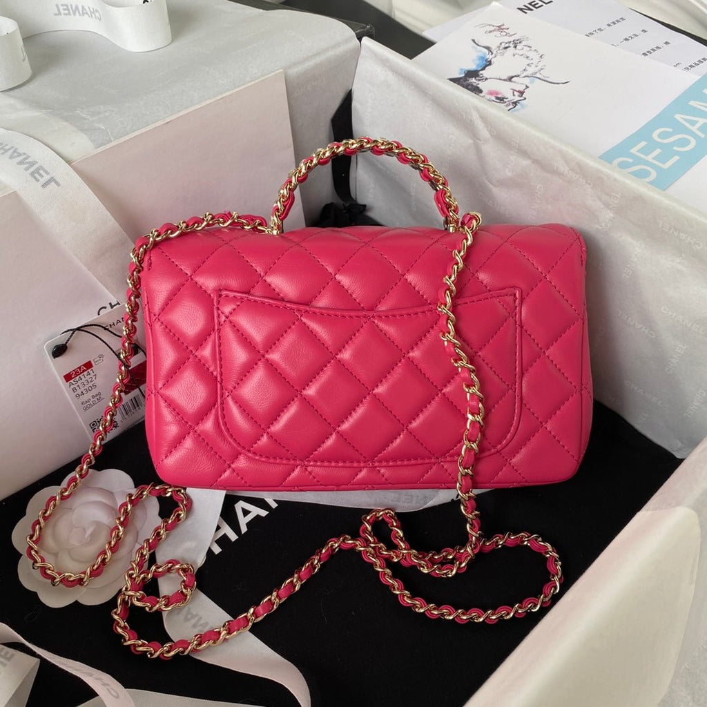 ＣＨＮＥＬFLAP BAG WITH TOP HANDLE PINK