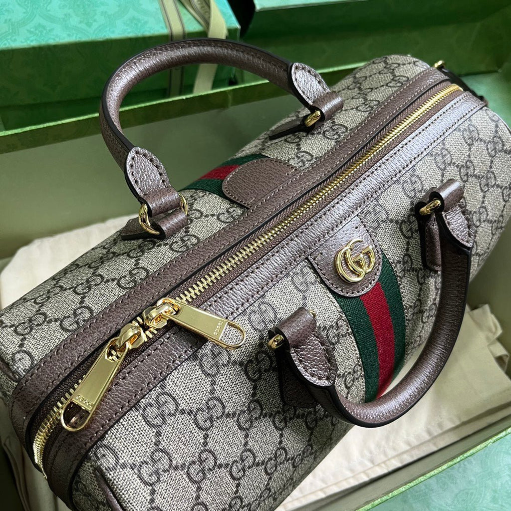 ＧＣＣＩOPHIDIA MEDIUM BOSTON BAG BEGIE-DARK BROWN