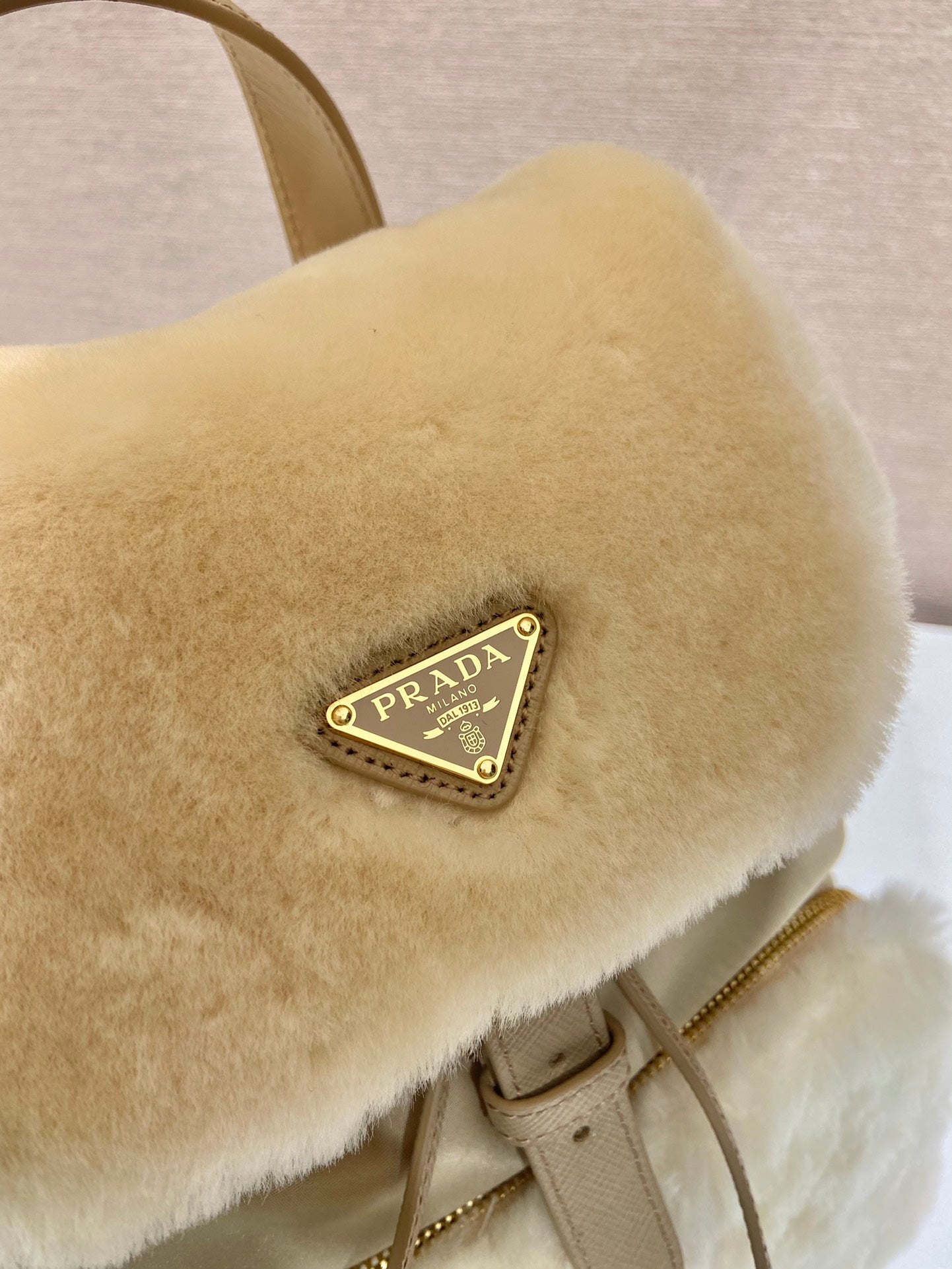 ＰＲＤＡ RE-NYLON AND SHEARLING BACKPACK