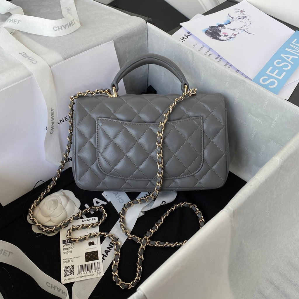 ＣＨＮＥＬMINI FLAP BAG WITH HANDLE GRAY