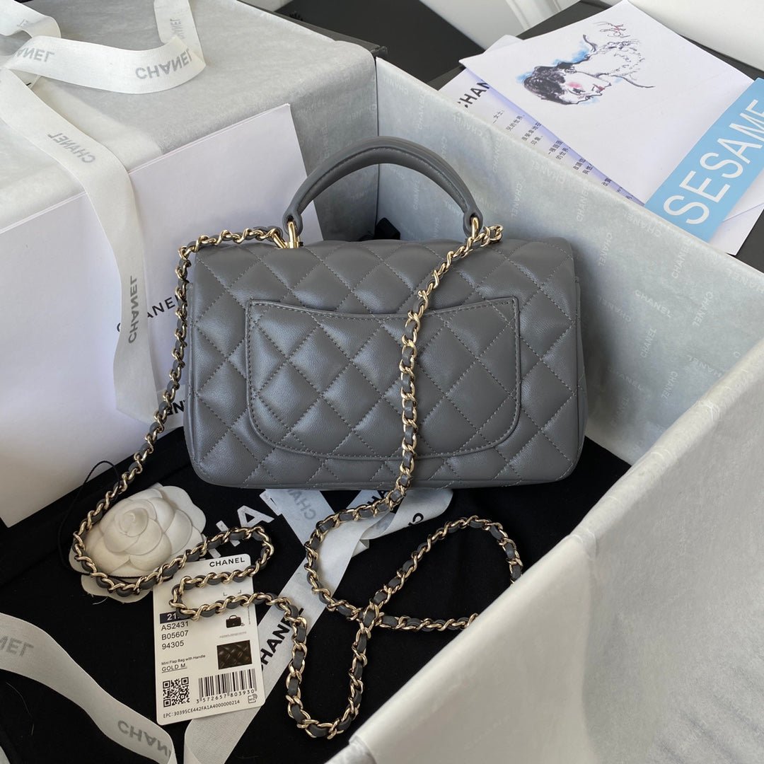 ＣＨＮＥＬMINI FLAP BAG WITH HANDLE GRAY