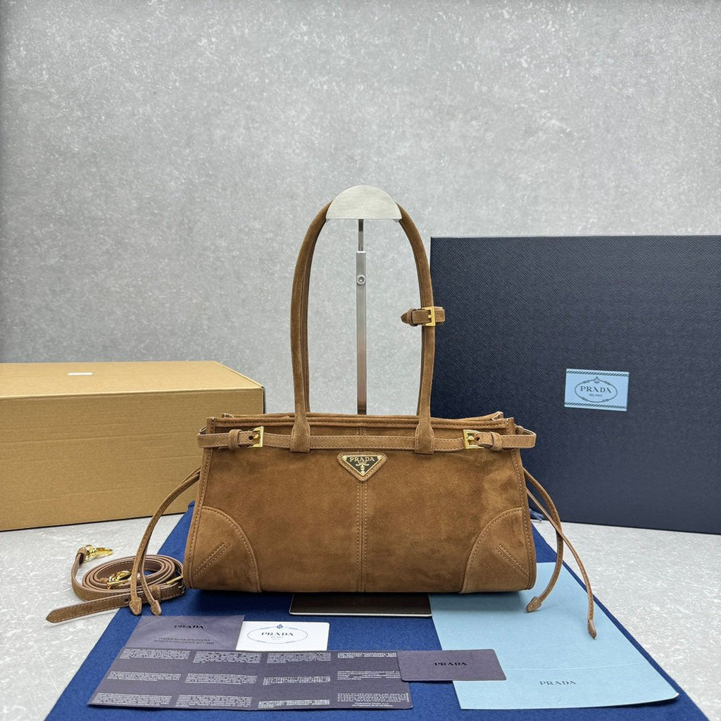 ＰＲＤＡ BONNIE MEDIUM SUEDE HANDBAG CINNAMON