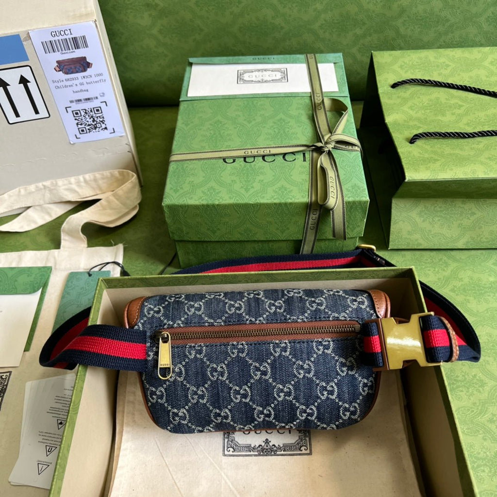 ＧＣＣＩGG DENIM WEB BELT BAG BLUE