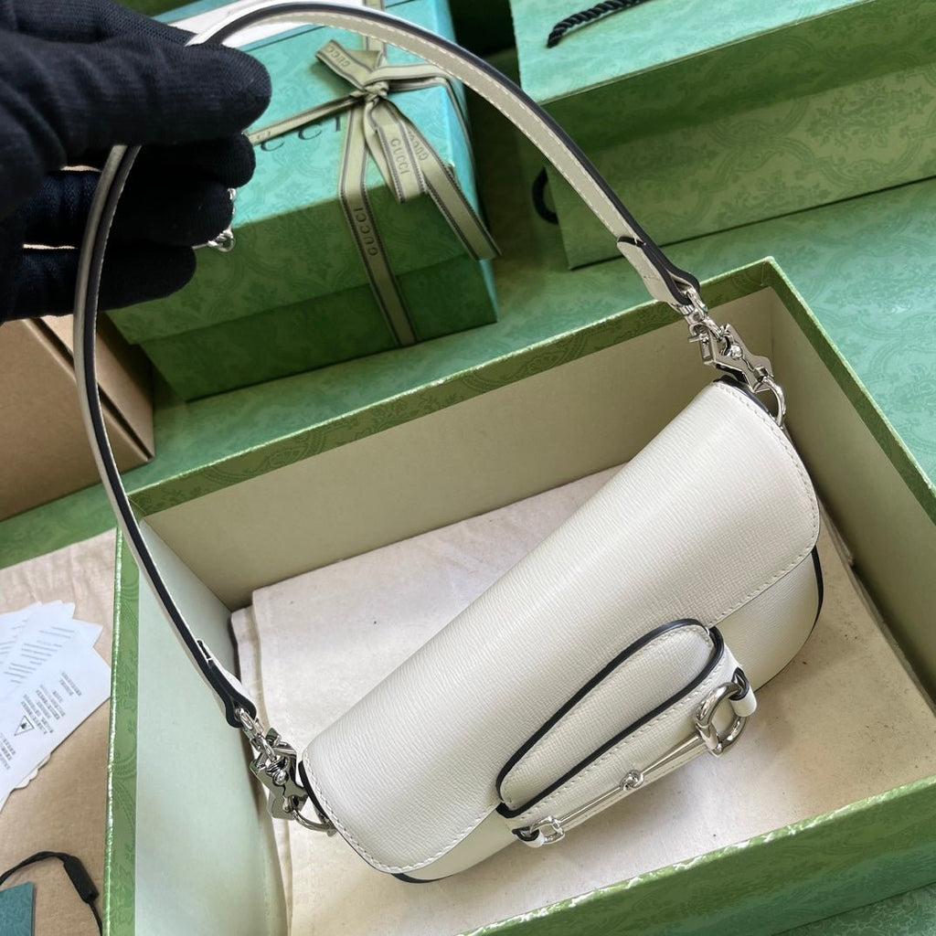 ＧＣＣＩHORSEBIT 1955 MINI LEATHER SHOULDER BAG WHITE