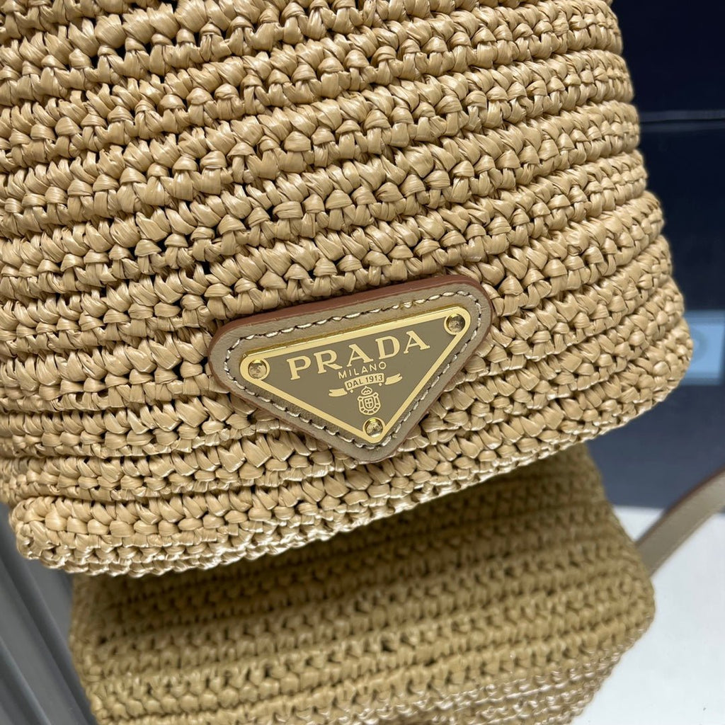 ＰＲＤＡ CROCHET AND LEATHER MINI-BUCKET BAG