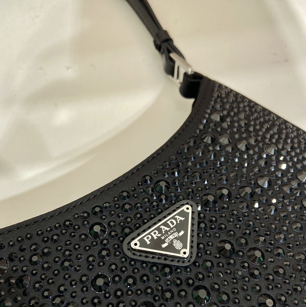 ＰＲＤＡ CLEO SATIN BAG WITH CRYSTALS