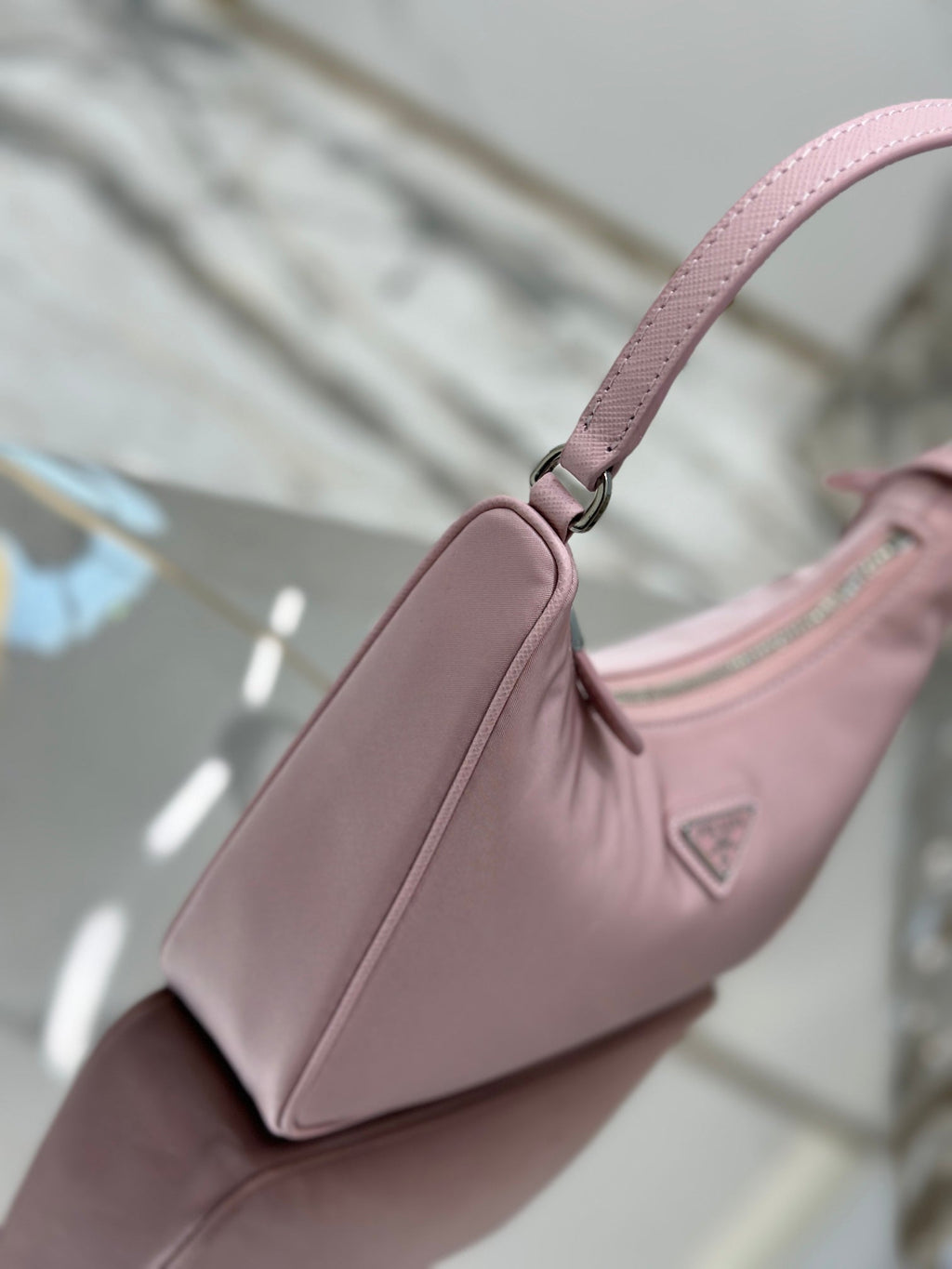 ＰＲＤＡ RE-EDITION 2005 RE-NYLON AND SAFFIANO MINI BAG ALABASTER
