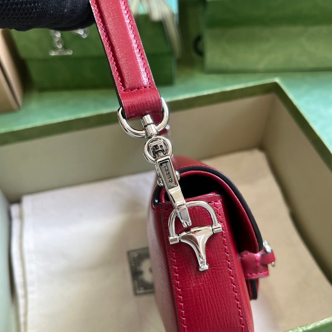 ＧＣＣＩHORSEBIT 1955 MINI LEATHER SHOULDER BAG BOLD RED