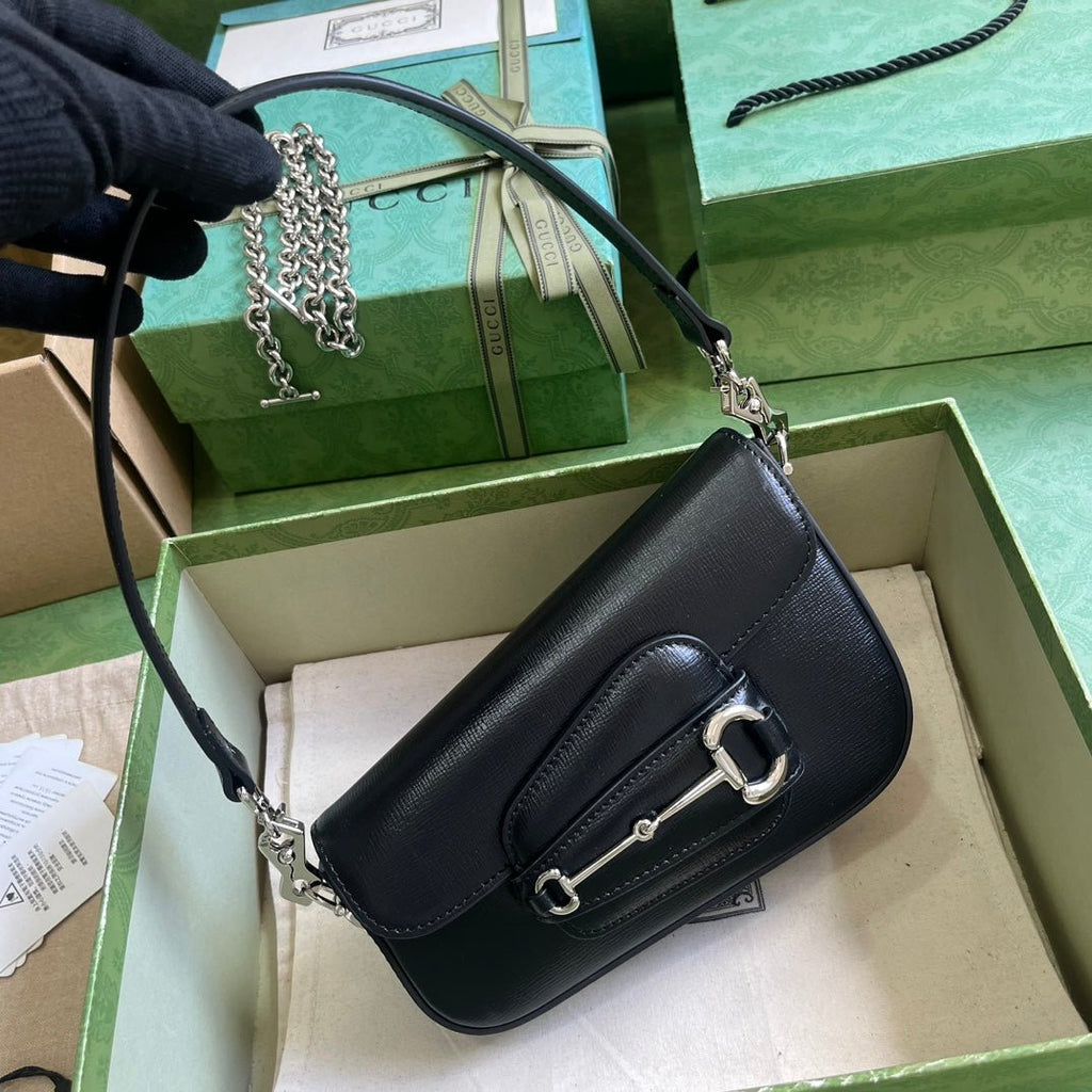 ＧＣＣＩHORSEBIT 1955 MINI LEATHER SHOULDER BAG BLACK