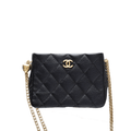 ＣＨＮＥＬGOLD HEART BALL CHAIN SMALL HOBO BAG BLACK