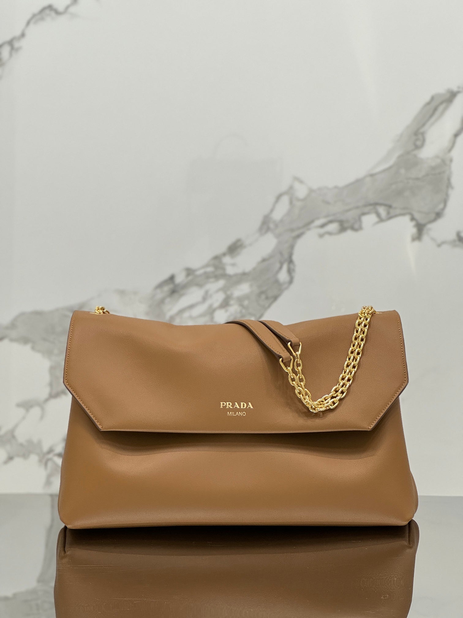 ＰＲＤＡ DOUX LARGE LEATHER SHOULDER BAG COGNAC