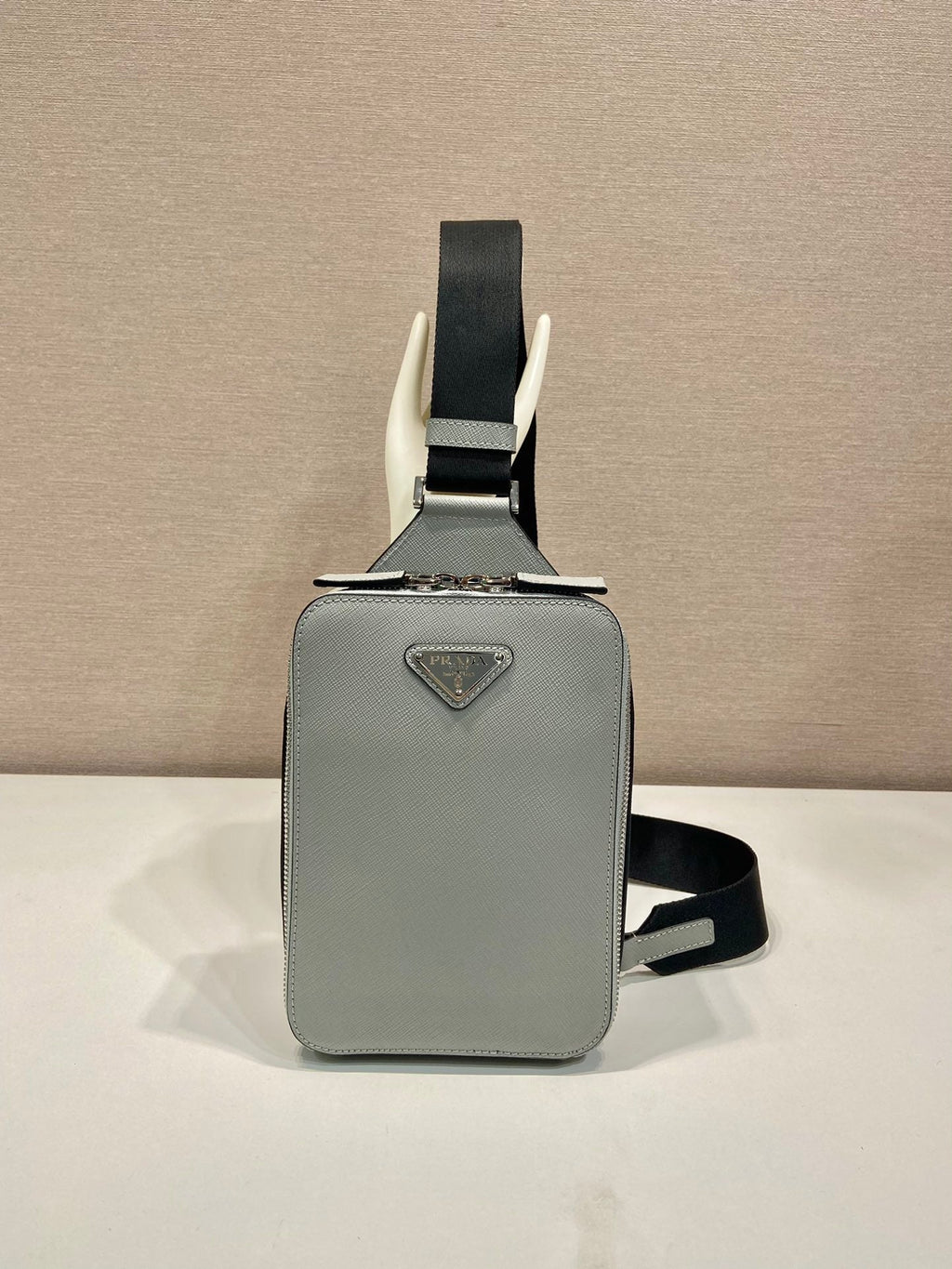 ＰＲＤＡ BRIQUE SAFFIANO LEATHER BAG GRAY