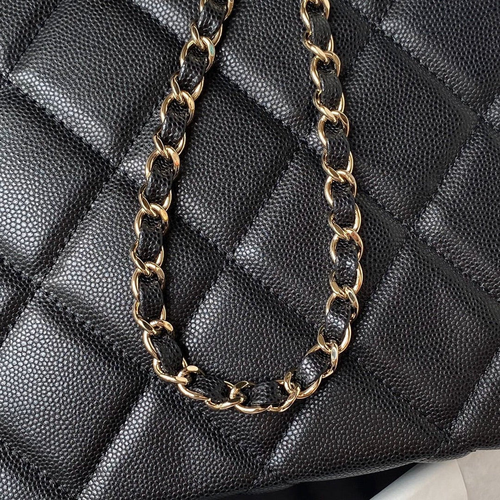 ＣＨＮＥＬTOP HANDLE FLAP BAG BLACK