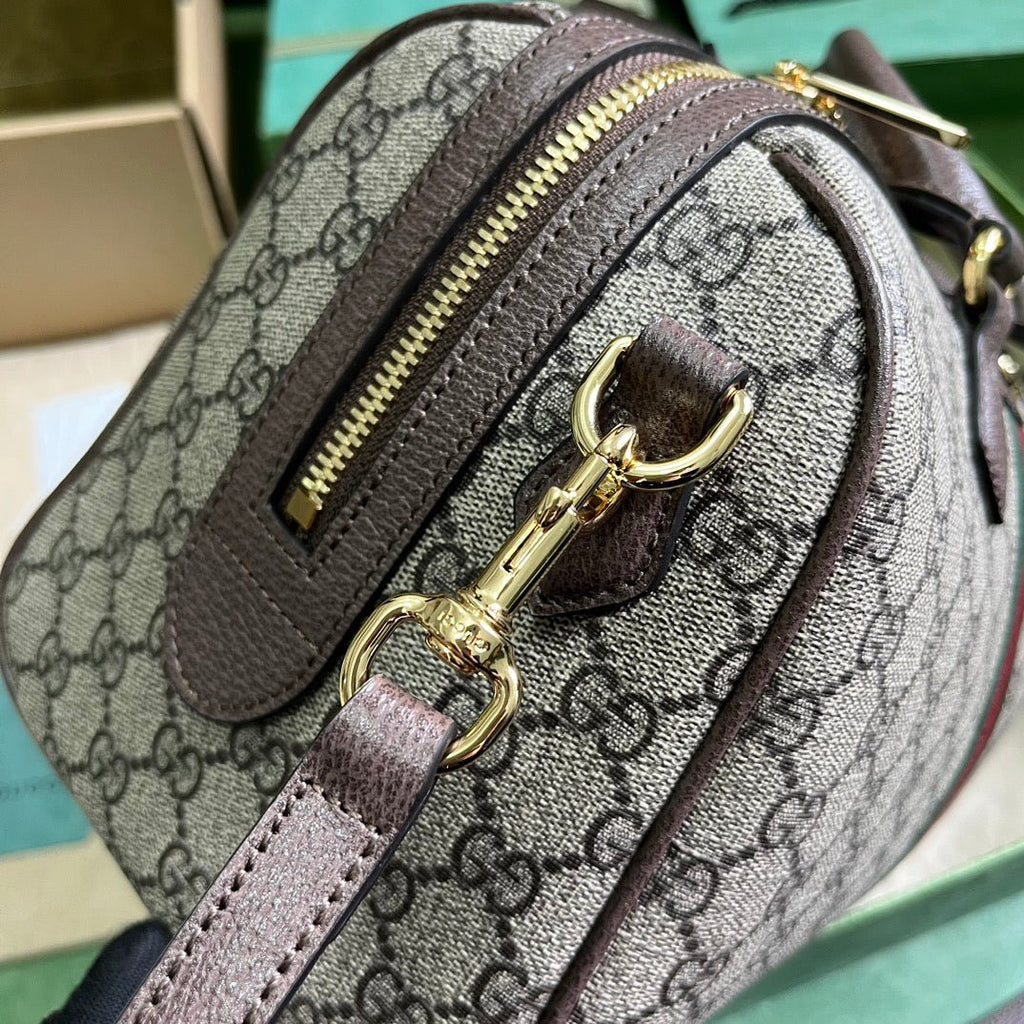 ＧＣＣＩOPHIDIA MEDIUM BOSTON BAG BEGIE-DARK BROWN