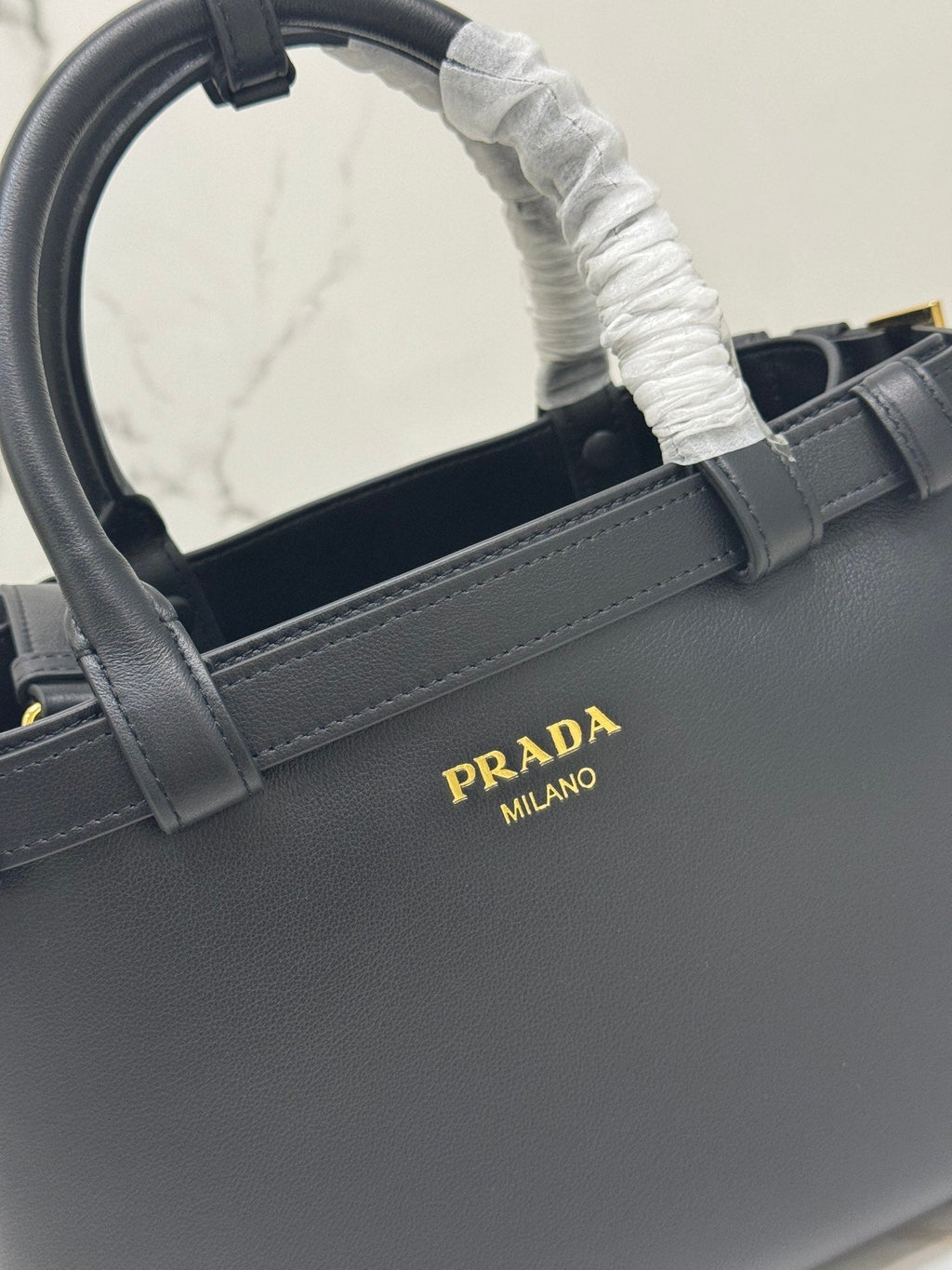ＰＲＤＡ BUCKLE LEATHER HANDBAG WITH DOUBLE BELT