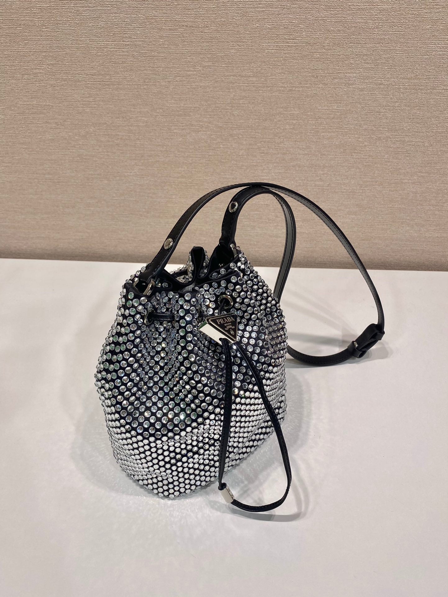 ＰＲＤＡ SATIN BAG WITH CRYSTALS
