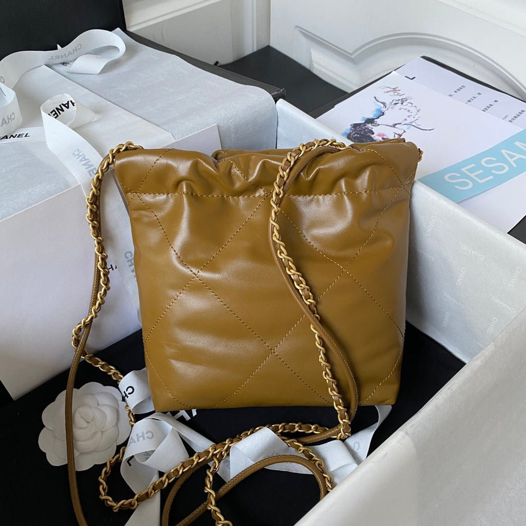 ＣＨＮＥＬ22 MINI HANDBAG BROWN GOLD METAL