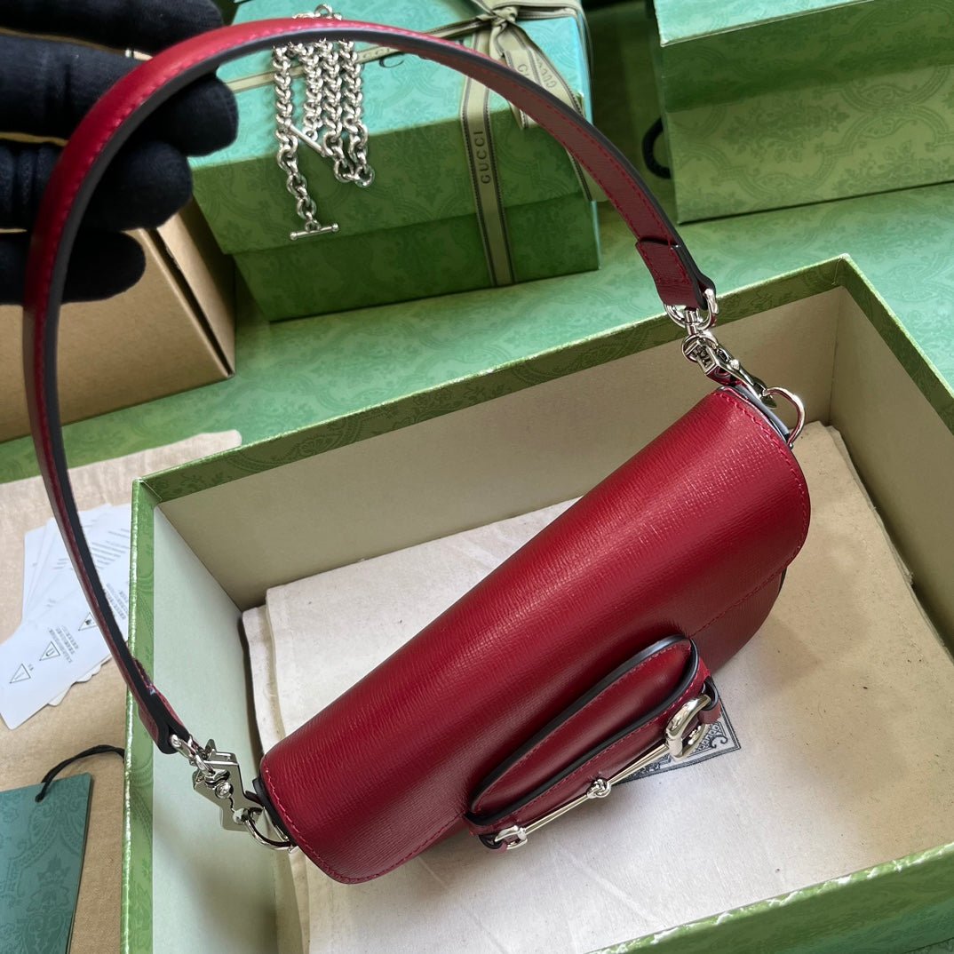 ＧＣＣＩHORSEBIT 1955 MINI LEATHER SHOULDER BAG BOLD RED