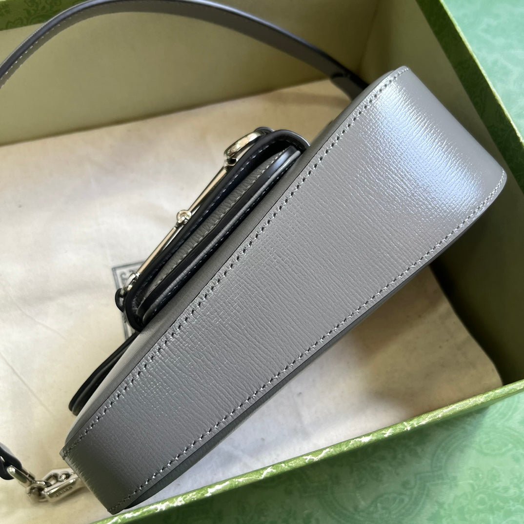 ＧＣＣＩHORSEBIT 1955 MINI LEATHER SHOULDER BAG GREY
